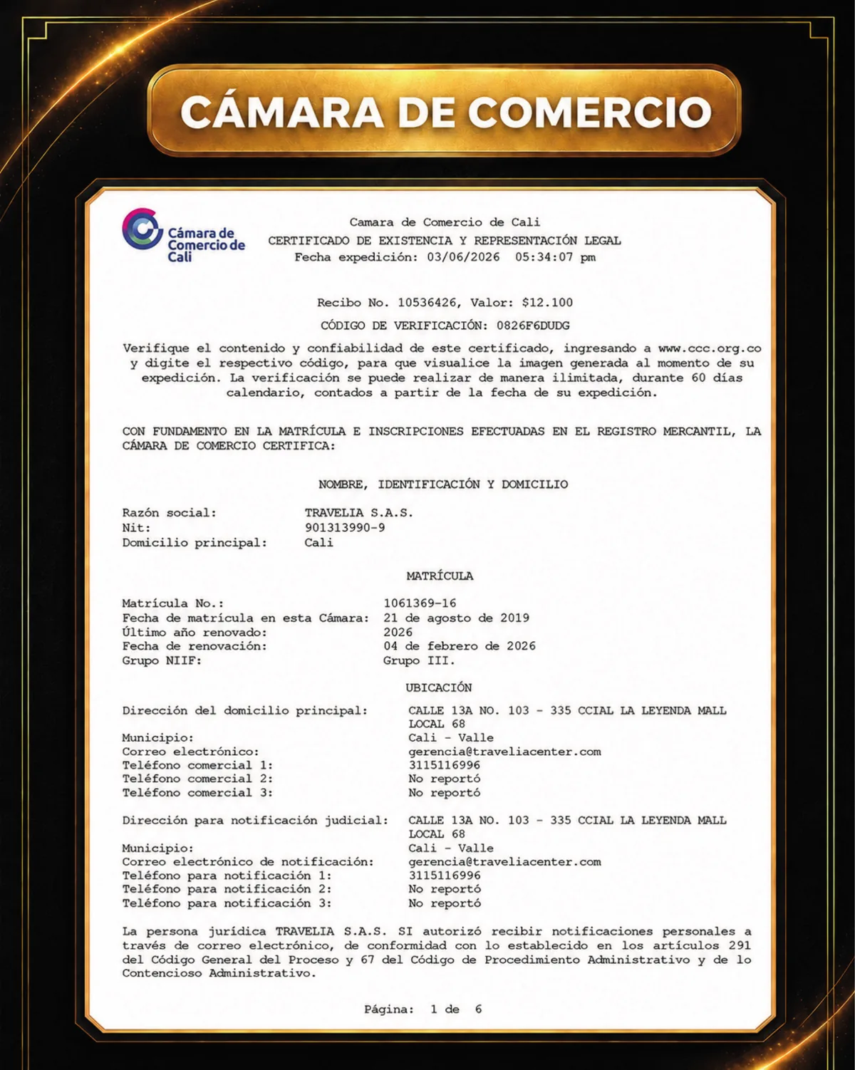 Cámara de Comercio Travel IA