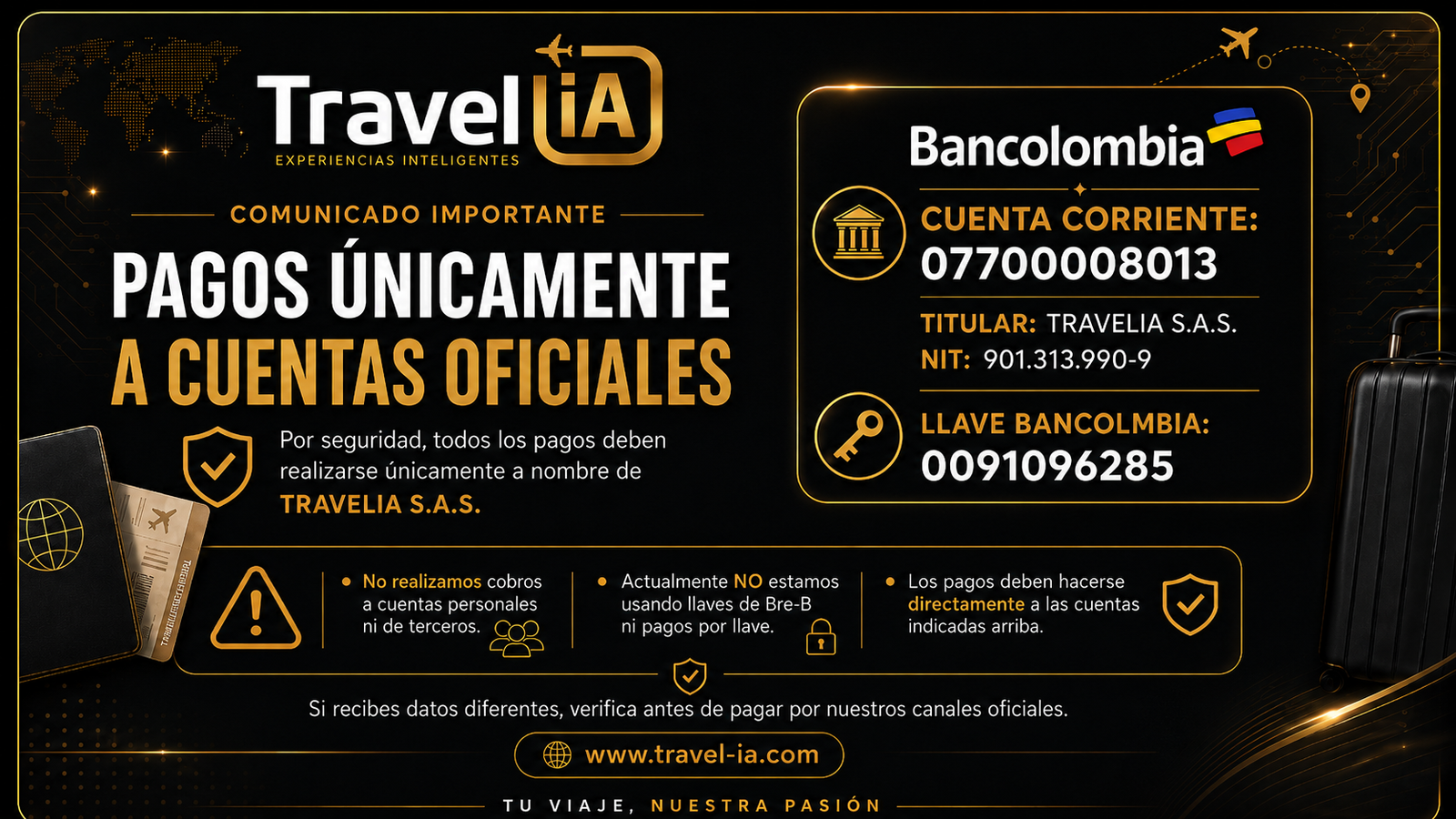 Información de pagos Travel IA